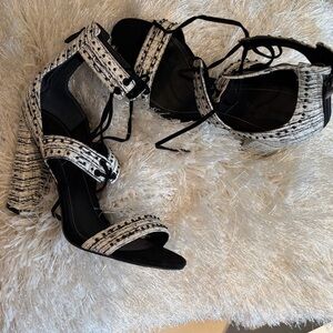 Kendall & Kylie Black and White Strappy Heels